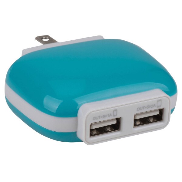 Main product image for Reiko TC100 2A USB Power Adapter 2-Port 5 VDC Blue 129-175